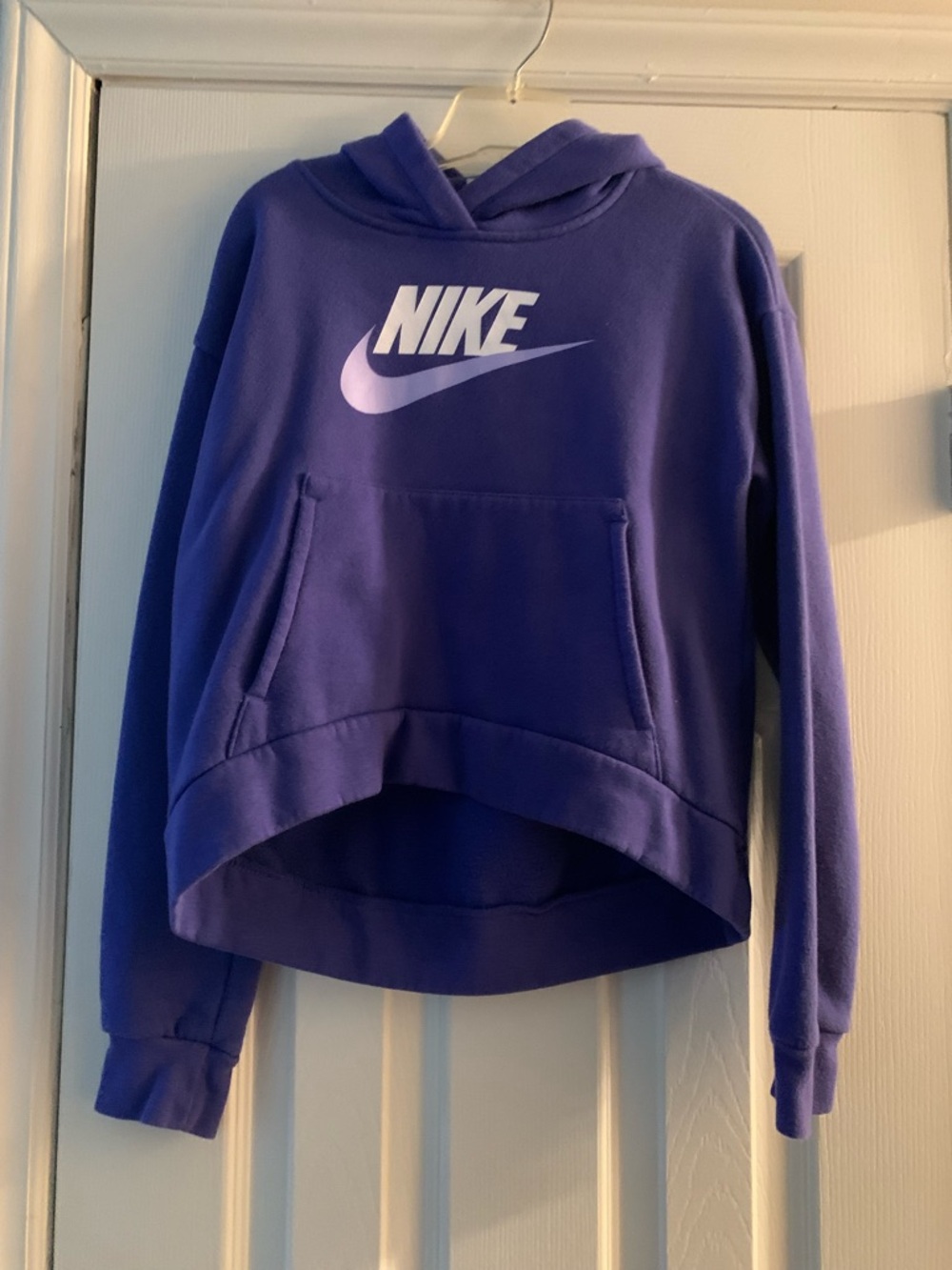 kids large Nike Violet Hoodie with White Swoosh
